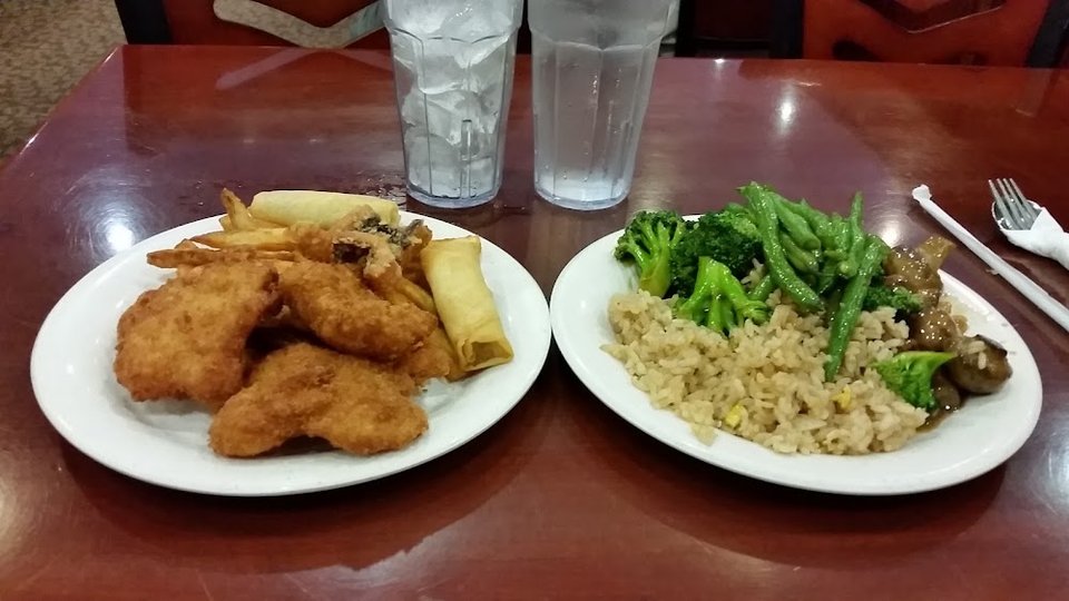 Fried Fish with Rice and Vegetables